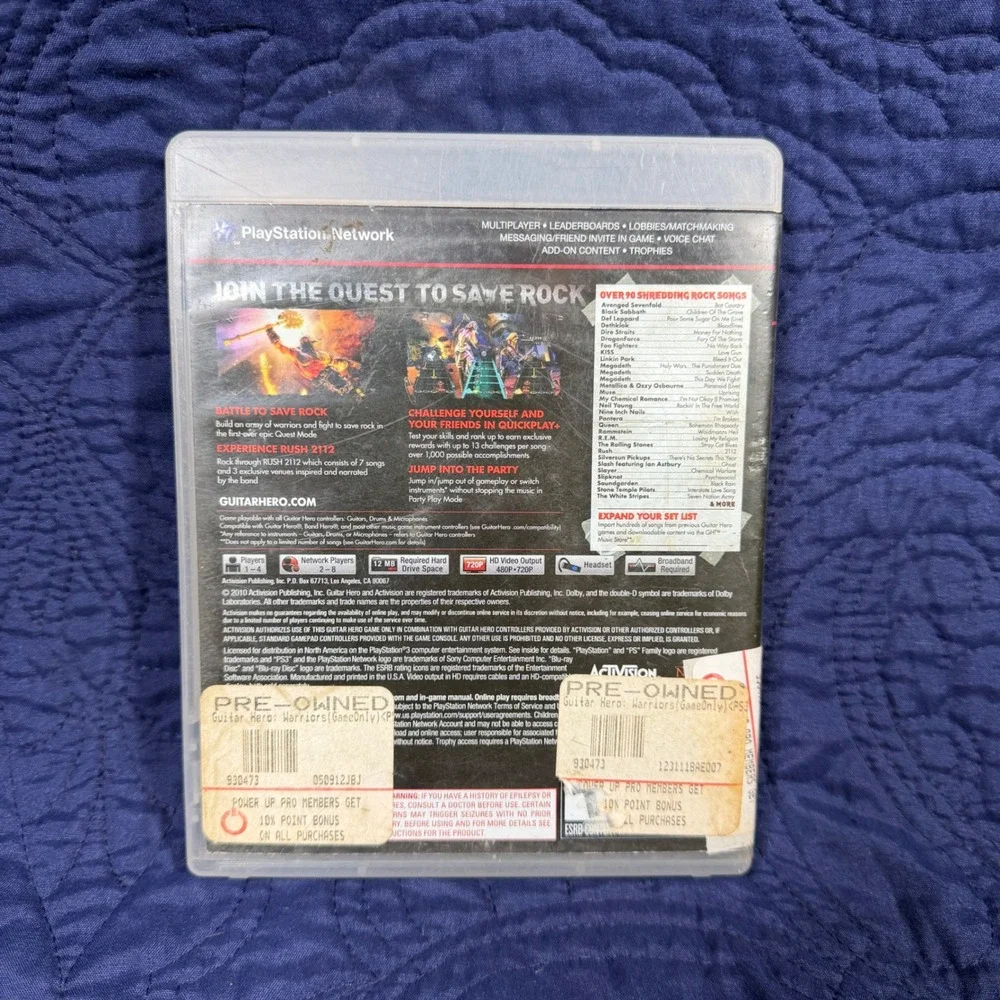 Guitar Hero Warriors of Rock Sony PlayStation 3 PS3 Game Activision 2010 CIB